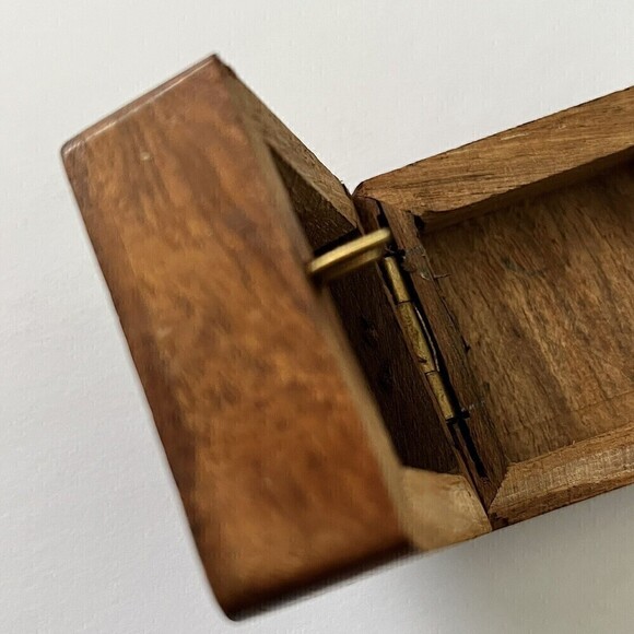 Wooden Inlay Flower Box Leaves Ring Holder Square Small Boho Trinket India Art - Picture 10 of 11